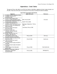 Appendices – Code Tables