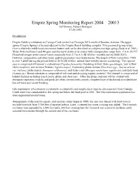 Empire Spring Monitoring Report 2004 – 20013 Jeff Simms, Fishery Biologist 07-09-2014