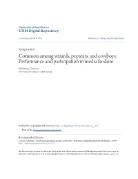 Performance and Participation in Media Fandom Sebastiaan Gorissen University of New Mexico - Main Campus