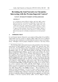 Revisiting the Saul Narrative in Chronicles: Interacting with the Persian Imperial Context?