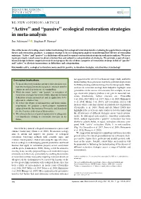 “Active" and “Passive" Ecological Restoration Strategies in Meta-Analysis