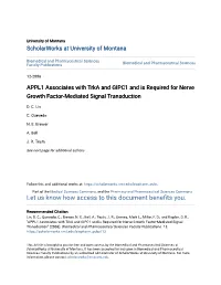 APPL1 Associates with Trka and GIPC1 and Is Required for Nerve Growth Factor-Mediated Signal Transduction