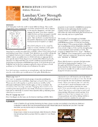 Lumbar/Core Strength and Stability Exercises