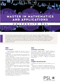 Master in Mathematics and Applications