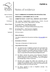 Policy Commission for Business and Infrastructure Notes of Evidence