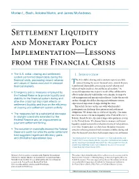 Settlement Liquidity and Monetary Policy Implementation—Lessons from the Financial Crisis