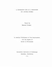 Thesis by Emanuel Windsgr in Partial Fulfillment 0F the Requirements For