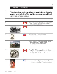 Timeline of the Delivery of Health Knowledge in Canada, Related Events in the USA and the World, and Additional Contemporaneous Events Ellis