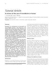 Tutorial Article a Review of the Use of Moxidectin in Horses J