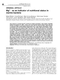 As an Indicator of Nutritional Status in Marine Bacteria