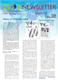 CEOS Newsletter Yukio Haruyama,Chu Ishida, JAXA Team for CEOS EOS Was Formally Established in 1984 As a Cresult of G7 Summit Meetings
