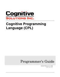 Cognitive Programming Language (CPL) Programmer's Guide
