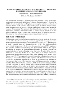 Democratizing Mathematical Creativity Through Koestler's Bisociation Theory