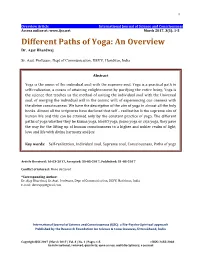 Different Paths of Yoga: an Overview Dr