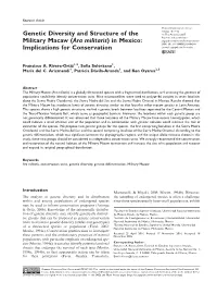 Genetic Diversity and Structure of the Military Macaw