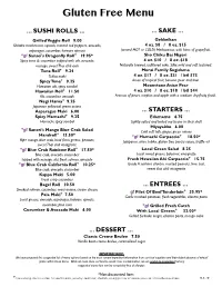 Gluten Free Menu