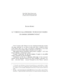 Il “Comento Alla Primiera” Di Francesco Berni: Un Enigma