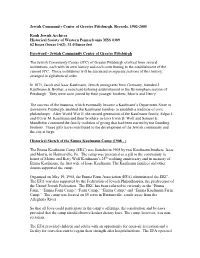 Jewish Community Center of Greater Pittsburgh Records Finding