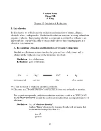 Lecture Notes Chem 51B S. King Chapter 12 Oxidation & Reduction I
