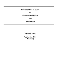 Modernized E-File Guide for Software Developers and Transmitters