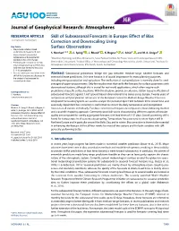 Skill of Subseasonal Forecasts in Europe: Effect of Bias Correction and Downscaling Using Surface Observations