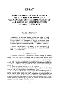 Articulating Lesbian Human Rights: the Creation of a Convention on the Elimination of All Forms of Discrimination Against Lesbians