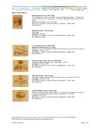 Object List by Artist