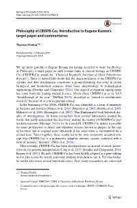 Philosophy of CRISPR-Cas: Introduction to Eugene Koonin’S… Page 3 of 5 16