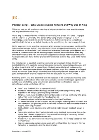 Podcast Script – Why Create a Social Network and Why Use of Ning