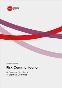 Risk Communication : a Comparative Study of Eight EU Countries