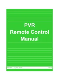 SD PVR Remote Control Manual