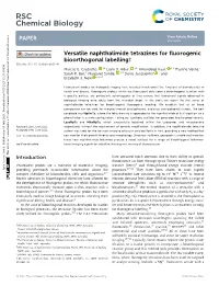 Versatile Naphthalimide Tetrazines for Fluorogenic Bioorthogonal Labelling† Cite This: DOI: 10.1039/D1cb00128k Ab Ab Cd E Marcus E