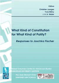 What Kind of Constitution for What Kind of Polity? Responses To