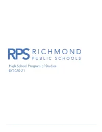 2020-2021 RPS High School Program of Studies