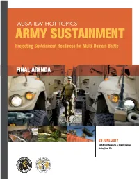 ARMY SUSTAINMENT Projecting Sustainment Readiness for Multi-Domain Battle