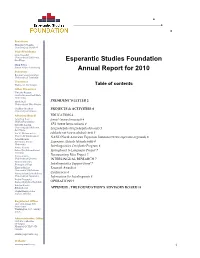 Esperantic Studies Foundation Annual Report for 2010