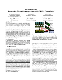 Position Paper:Defending Direct Memory Access with CHERI