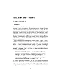 Tarski, Truth, and Semantics