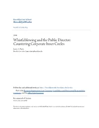 Whistleblowing and the Public Director: Countering Corporate Inner Circles James A