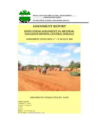 Assessment Report Rapid Needs Assessment in Abudwak, Galgadud