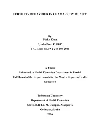Fertility Behaviour in Chamar Community