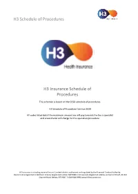 H3 Schedule of Procedures H3 Insurance Schedule of Procedures