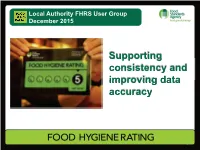 Local Authority FHRS User Group Supporting Consistency And