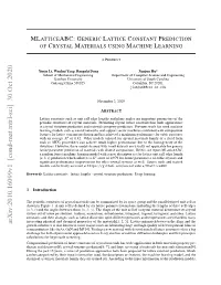 Mlatticeabc: Generic Lattice Constant Prediction