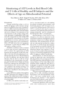 Monitoring of ATP Levels in Red Blood Cells and T Cells of Healthy and Ill Subjects and the Effects of Age on Mitochondrial Potential