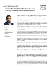ASHISH THAKKAR Founder and Managing Director of Mara Group