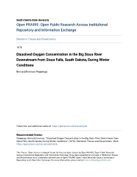Dissolved Oxygen Concentration in the Big Sioux River Downstream from Sioux Falls, South Dakota, During Winter Conditions