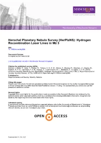 (Herplans): Hydrogen Recombination Laser Lines in Mz 3