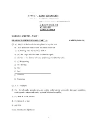 Marking Scheme – Part 1 Reading Comprehension