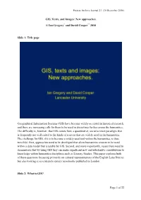 Page 1 of 22 GIS, Texts, and Images: New Approaches. © Ian Gregory